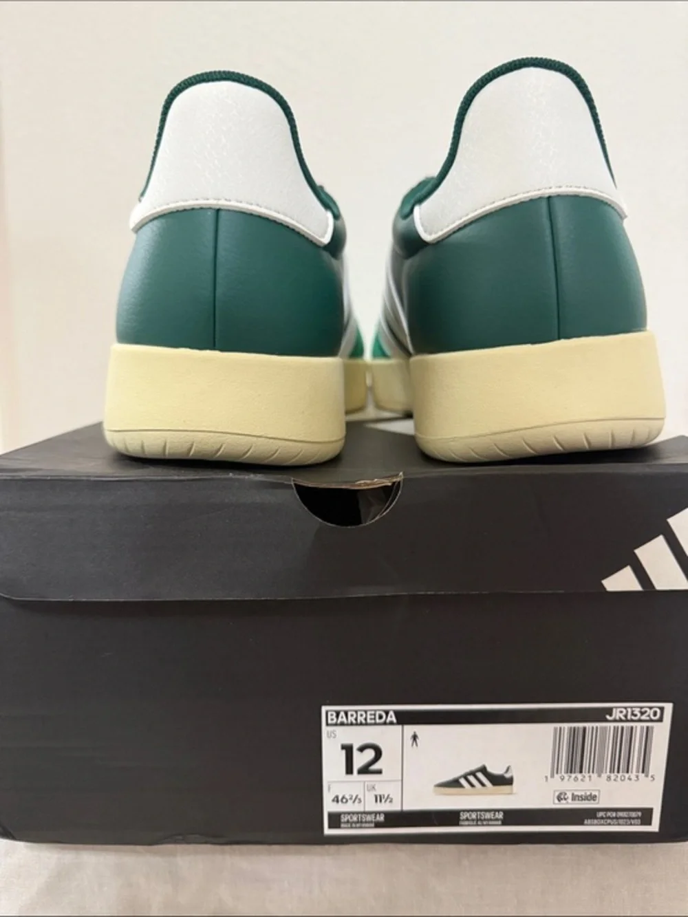 adidas Green and White Barreda Low-Top Sneaker